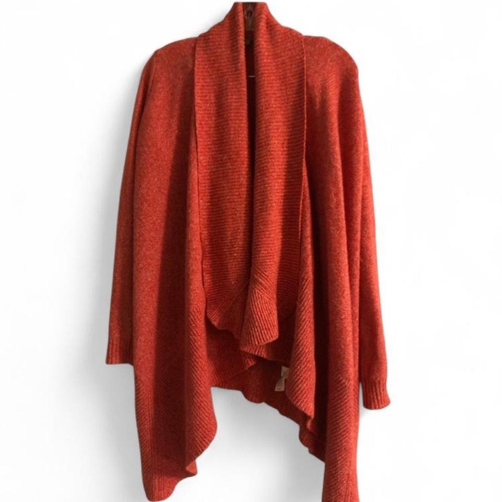 Lilla P Red Tweed Cotton Waterfall Cardigan